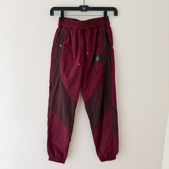 Jordan Flight Burgundy Nylon Track Pants Windbreaker Joggers S Retro Streetwear - Picture 1 of 8